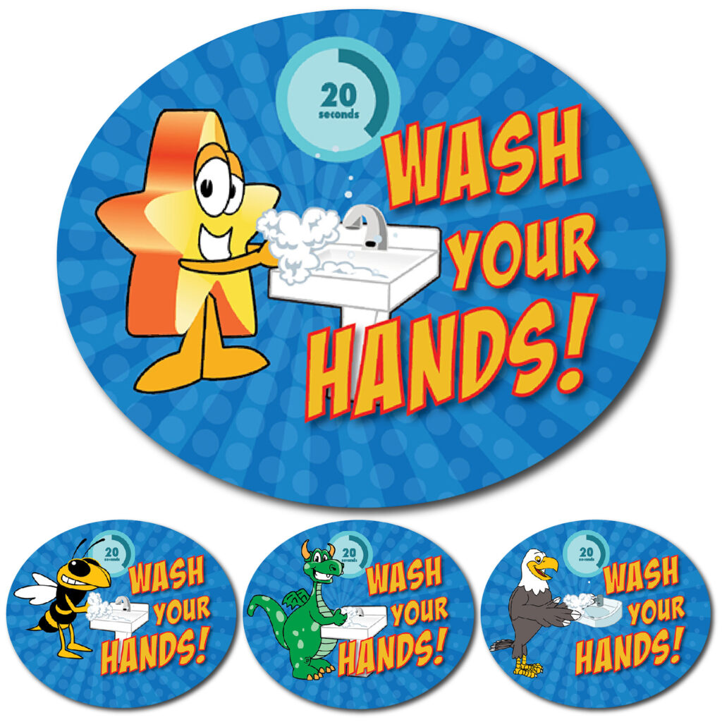 Wash Your Hands Stickers   Shop Mascot Junction